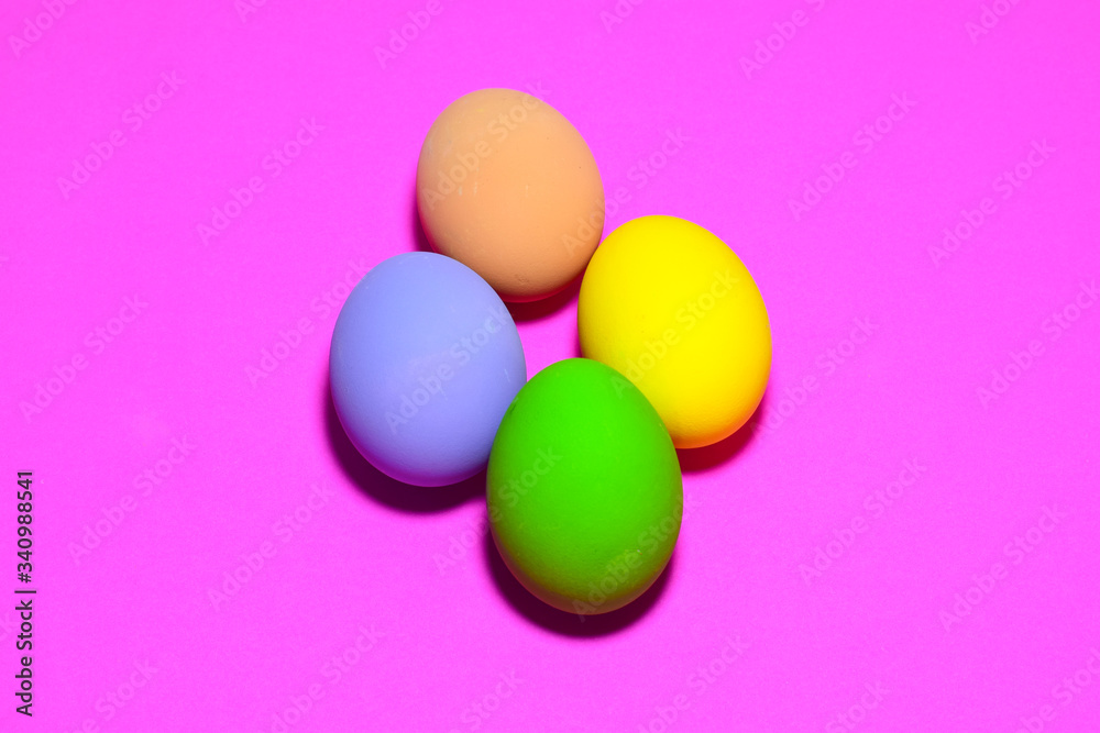 Easter eggs, isolated on a pink background Easter eggs, isolated on a pink background