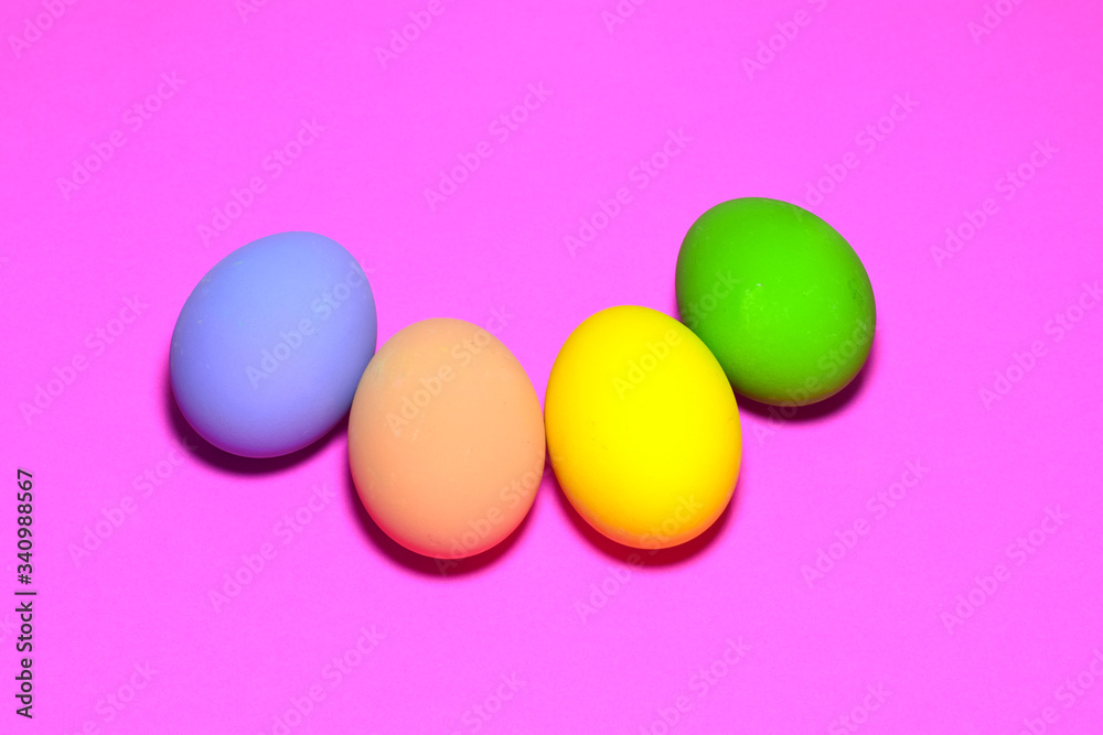 Easter eggs, isolated on a pink background