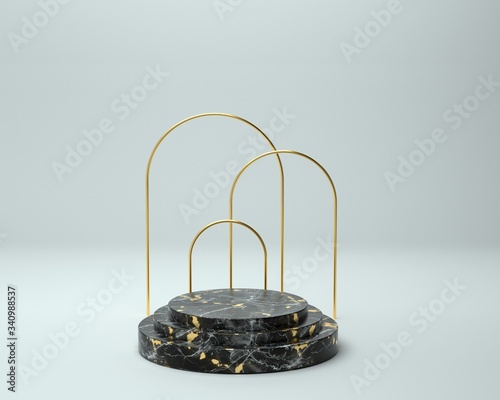 3d render of background with a pedestal and a showcase, abstract minimal concept, blank space, simple clean design, minimalist mockup