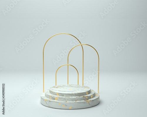 3d render of background with a pedestal and a showcase, abstract minimal concept, blank space, simple clean design, minimalist mockup