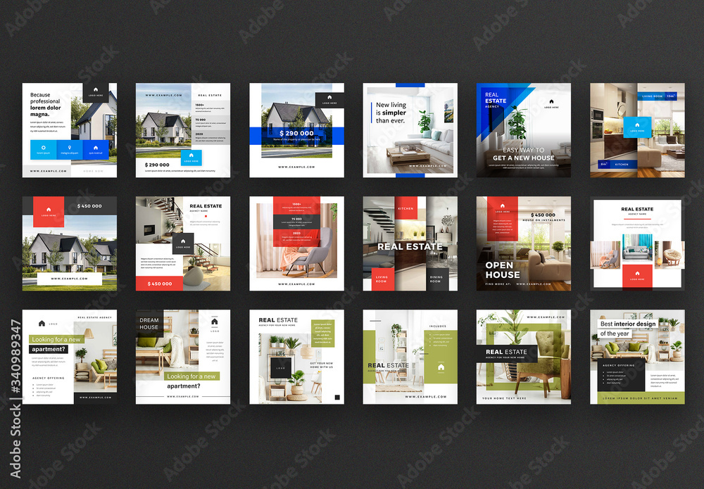 Social Media Post Layout Set with Color Overlays Stock Template | Adobe ...