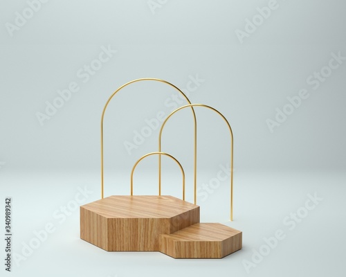 3d render of background with a pedestal and a showcase, abstract minimal concept, blank space, simple clean design, minimalist mockup