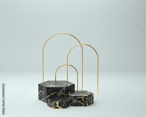 3d render of background with a pedestal and a showcase, abstract minimal concept, blank space, simple clean design, minimalist mockup