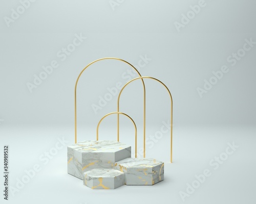 3d render of background with a pedestal and a showcase, abstract minimal concept, blank space, simple clean design, minimalist mockup