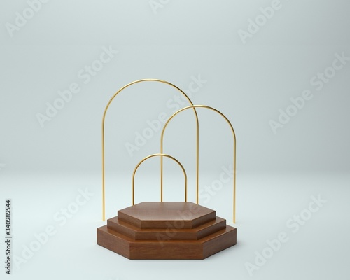 3d render of background with a pedestal and a showcase, abstract minimal concept, blank space, simple clean design, minimalist mockup