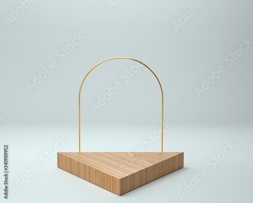 3d render of background with a pedestal and a showcase, abstract minimal concept, blank space, simple clean design, minimalist mockup