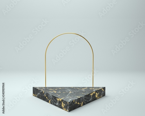 3d render of background with a pedestal and a showcase, abstract minimal concept, blank space, simple clean design, minimalist mockup