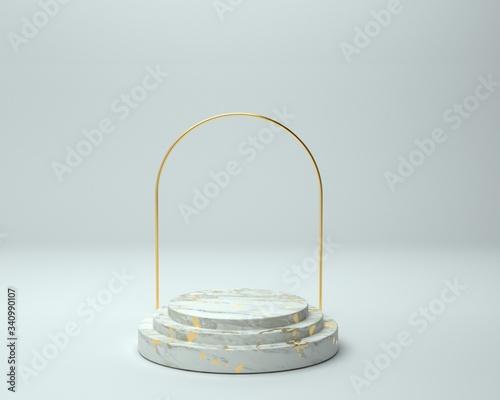 3d render of background with a pedestal and a showcase, abstract minimal concept, blank space, simple clean design, minimalist mockup