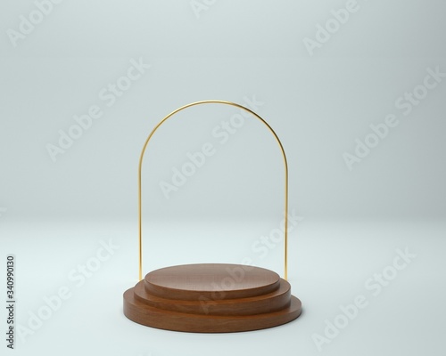 3d render of background with a pedestal and a showcase, abstract minimal concept, blank space, simple clean design, minimalist mockup