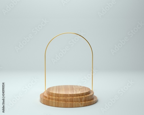 3d render of background with a pedestal and a showcase, abstract minimal concept, blank space, simple clean design, minimalist mockup