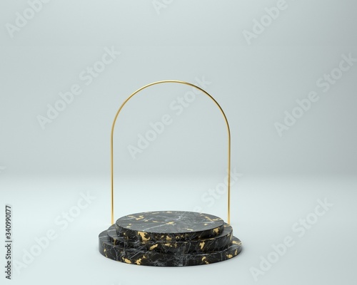 3d render of background with a pedestal and a showcase, abstract minimal concept, blank space, simple clean design, minimalist mockup