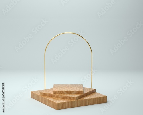 3d render of background with a pedestal and a showcase, abstract minimal concept, blank space, simple clean design, minimalist mockup