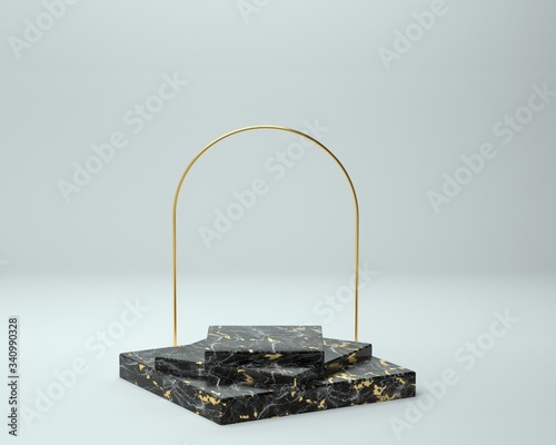 3d render of background with a pedestal and a showcase, abstract minimal concept, blank space, simple clean design, minimalist mockup