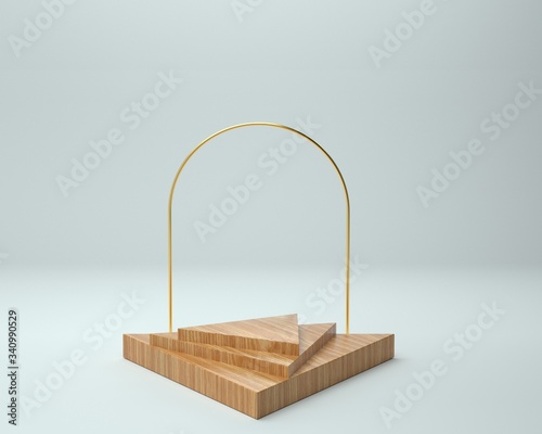 3d render of background with a pedestal and a showcase, abstract minimal concept, blank space, simple clean design, minimalist mockup
