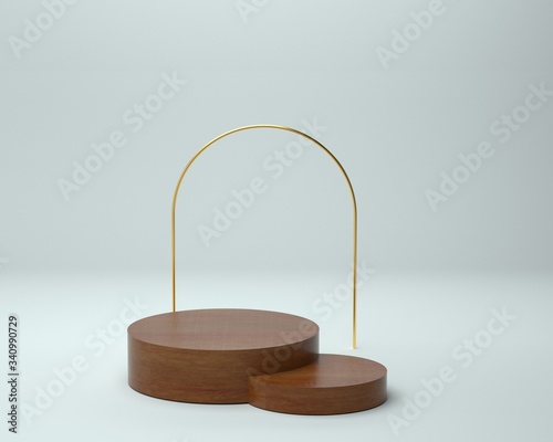 3d render of background with a pedestal and a showcase, abstract minimal concept, blank space, simple clean design, minimalist mockup