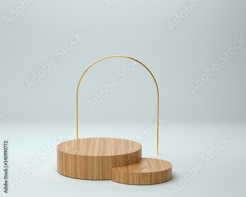 3d render of background with a pedestal and a showcase, abstract minimal concept, blank space, simple clean design, minimalist mockup