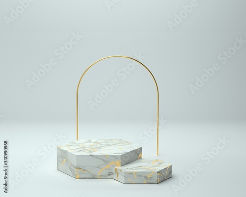3d render of background with a pedestal and a showcase, abstract minimal concept, blank space, simple clean design, minimalist mockup