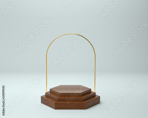 3d render of background with a pedestal and a showcase, abstract minimal concept, blank space, simple clean design, minimalist mockup