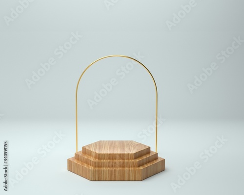 3d render of background with a pedestal and a showcase, abstract minimal concept, blank space, simple clean design, minimalist mockup