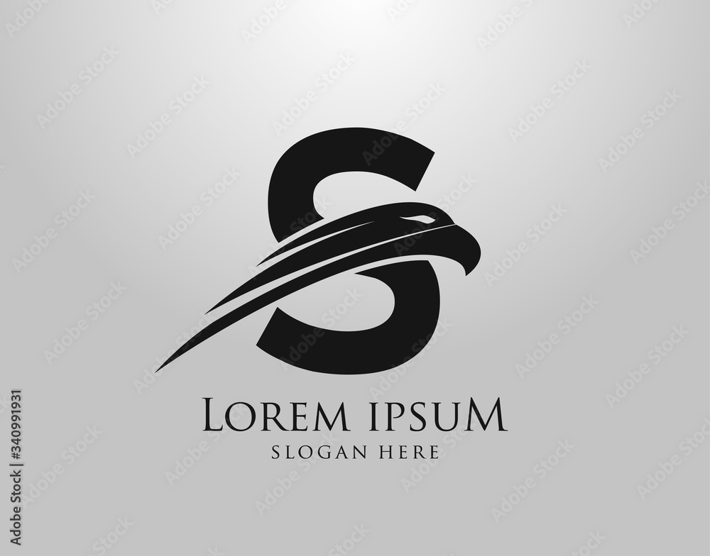 Initial S Letter Eagle Logo Icon with Creative Eagle Head Vector ...