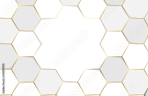 Fototapeta Naklejka Na Ścianę i Meble -  Modern white background textured with abstract hexagon pattern