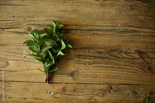 herbs on wooden background