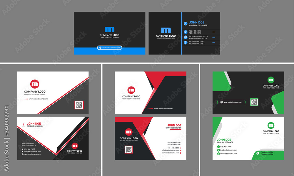Corporate Business Card Set Design in various shape