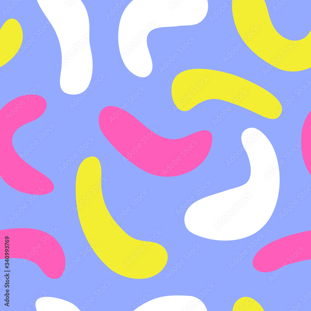 Hand drawn seamless pattern with circles. Abstract pop art background. Grunge vector illustration in style 90s