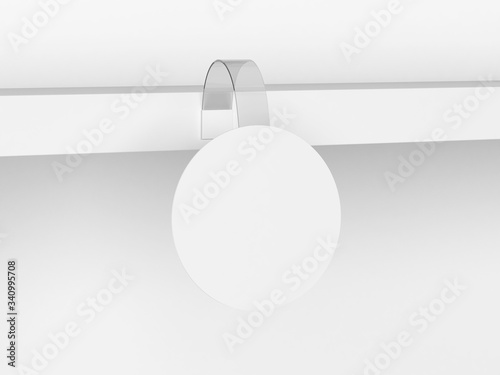 Blank wobbler tag on a market shelf mockup