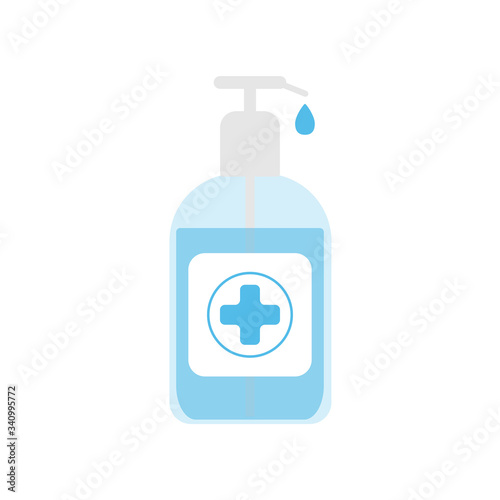 Isolated bottle of disinfectant liquid soap. Antiseptic lotion. Flat vector illustration.