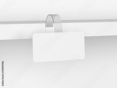 Blank wobbler tag on a market shelf mockup