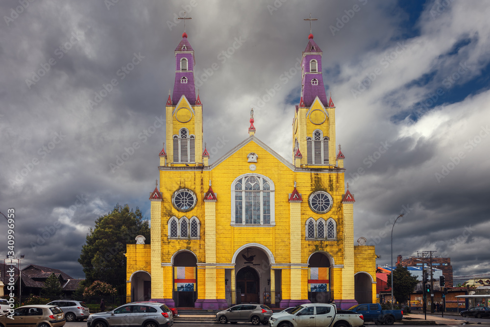 San Francisco's church in Castro. It is a neoclassic church completely made of wood protected by Unesco, Chiloe, Chile