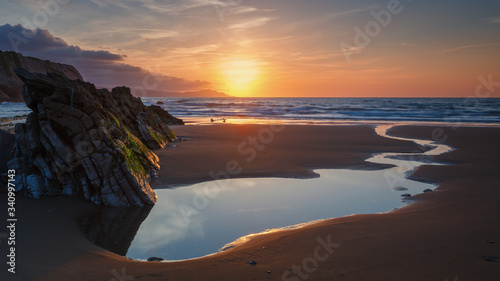 Itzurun beach, flysch of Zumaia on the coast Gipuzkoa, Spain photo