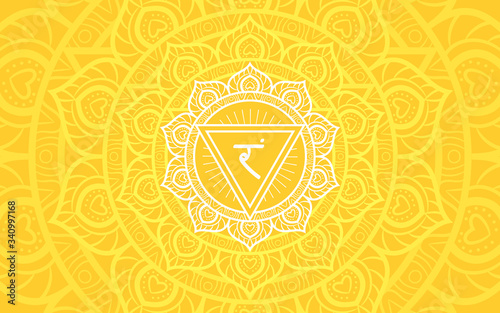 Manipura, solar plexus chakra symbol. Colorful mandala. Vector illustration photo