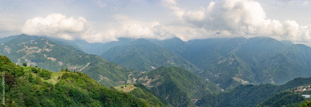 Panorama view of mountains around Qingjing Farm, Taiwan