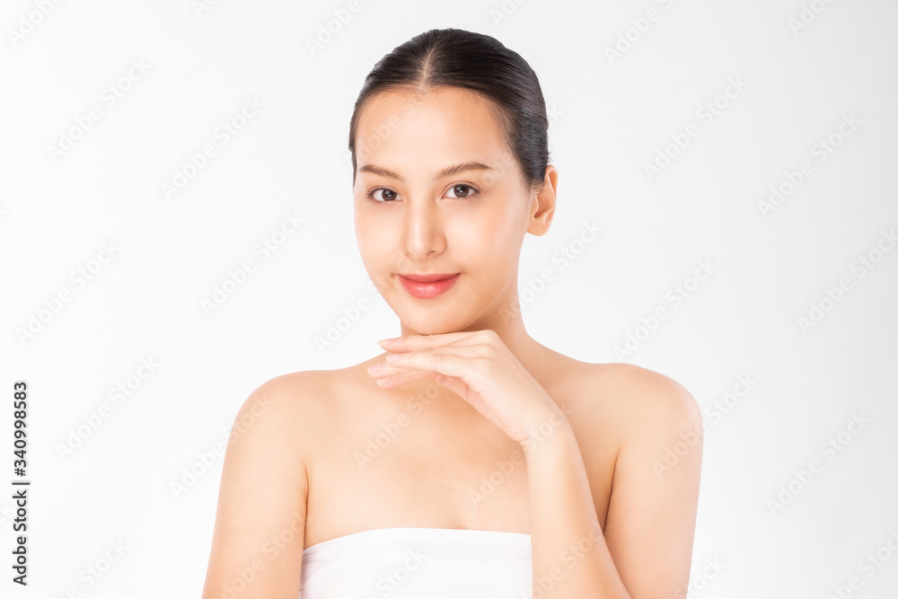 Young Asian beauty woman touching on beauty facial skin. Natural face care and skincare concept. Young Asian beauty woman touching on beauty facial skin. Natural face care and skincare concept.