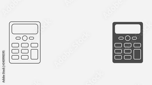 Calculator outline and filled vector icon sign symbol © mehsumov