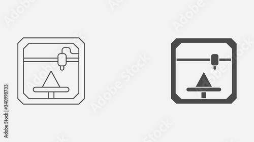 3d printer outline and filled vector icon sign symbol