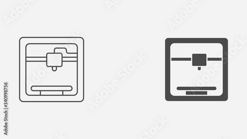 3d printer outline and filled vector icon sign symbol