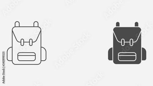 Backpack outline and filled vector icon sign symbol