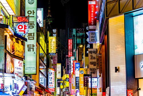 Neon lights in the night of the city of Seoul in South Korea © DD25