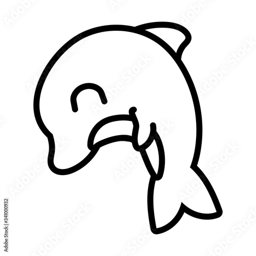 cute dolphin sea life animal line style