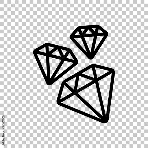 A few falling outline diamonds. Black symbol on transparent background