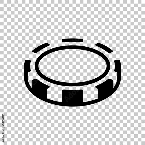 Empty casino or poker chip. Black symbol on transparent background