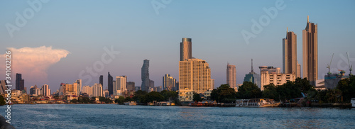 architecture, bangkok, blue, bridge, buildings, city, cityscape, evening, evening sky, illuminated, light, nature, night, panorama, river, sky, skyline, skyscrapers, sunrise, sunset, suspension bridge