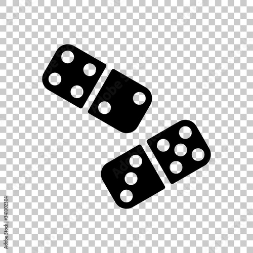 Domino, board game. Black symbol on transparent background