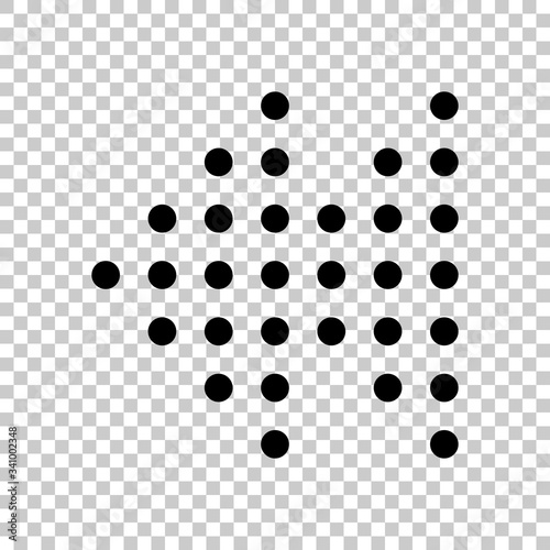 Dot fast backward music. Black symbol on transparent background