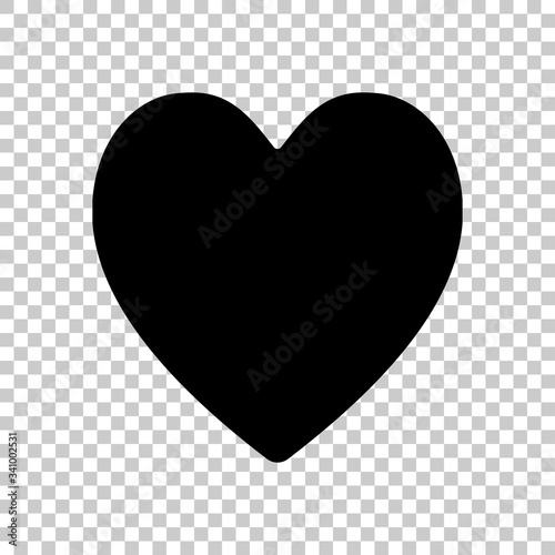 Heart, love symbol, playing card game. Black symbol on transparent background