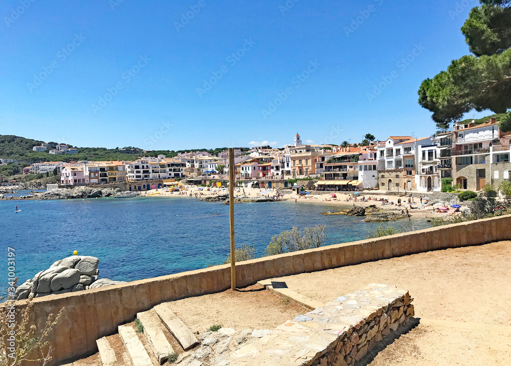 Panorámica de la costa de Calella de Palafrugell desde el Camino de Ronda, Girona, Catalunya, España, Europa