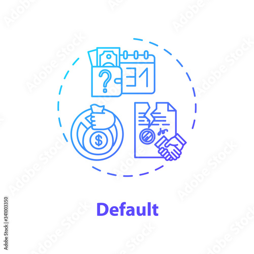 Default concept icon. Economic crisis, financial problem idea thin line illustration. Payment issues, debt repayment inability or refusal. Vector isolated outline RGB color drawing
